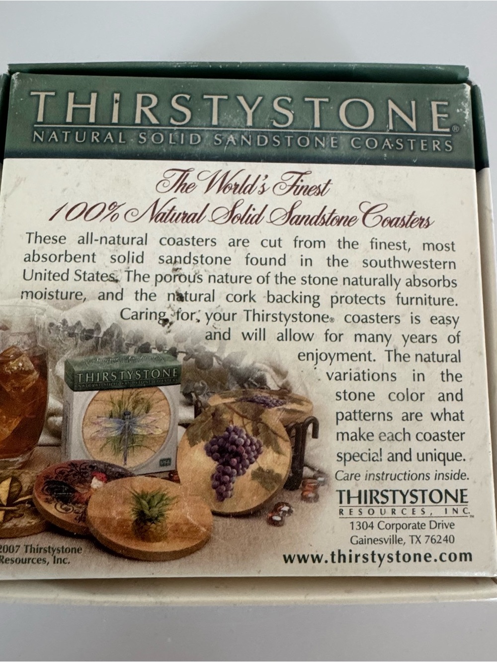 Set Of 4 Thomas Kinkade Thirstystone Coasters Sleigh Ride Home Sandstone & Cork - Picture 5 of 6